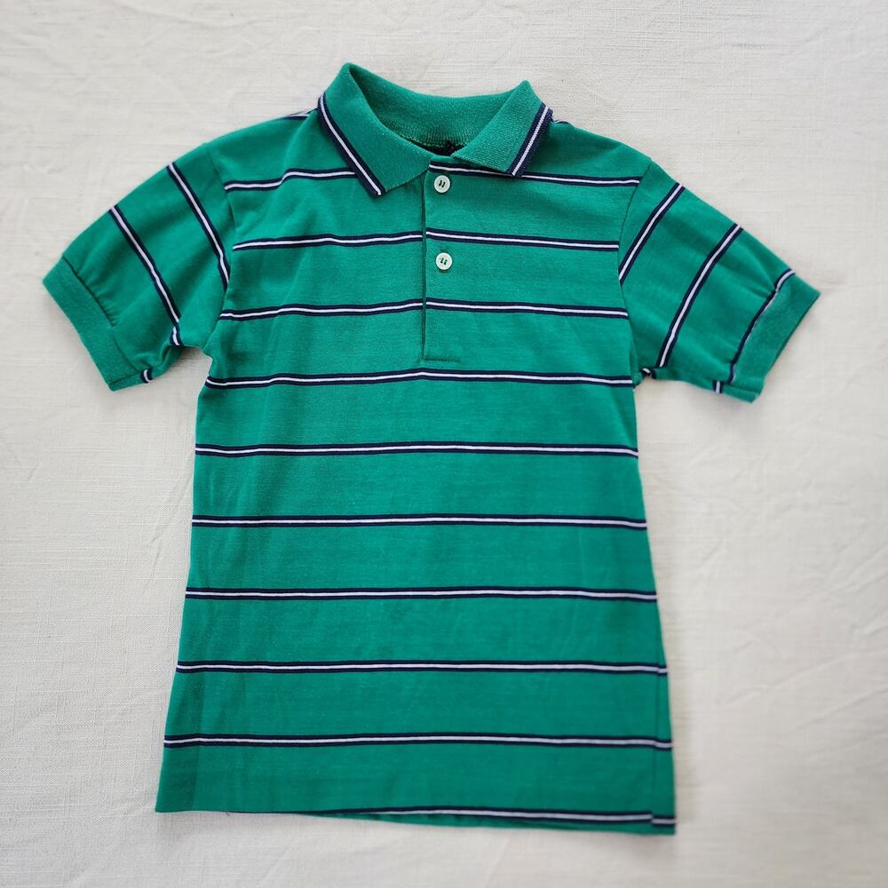 Vintage Wonderknit Green Striped Shirt kids 6